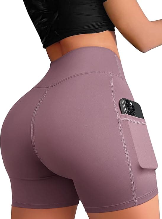 OQQ High Waist Shorts for Women's with Deep Pockets Tummy Control Yoga Athletic Workout Running Shorts